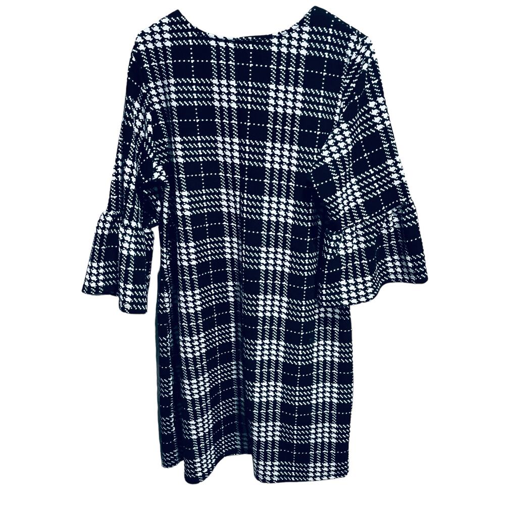 Violet B Houndstooth 3/4 Bell Sleeve Dress 1X